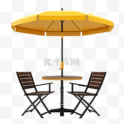 餐厅的桌子和雨伞