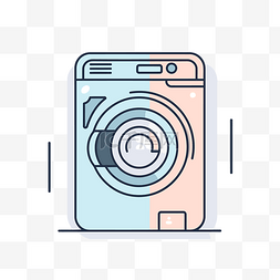 洗衣机插图图片_白色背景上洗衣机的扁线图标 向