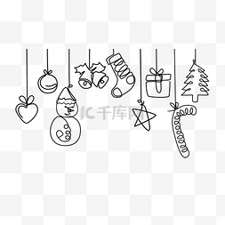黑白抽象树图片_冬季圣诞简洁线条
