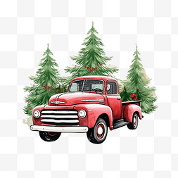 圣诞节卡车图片_圣诞快乐和新年快乐明信片或海报
