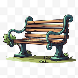卡通风格的长凳剪贴画公园长椅 