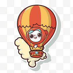 热气球上有一只熊猫的卡通宝丽来