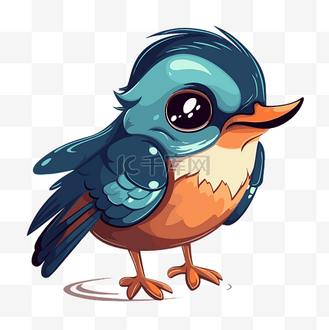 燕子剪贴画卡通卡通鸟与蓝色的大眼睛 向量
