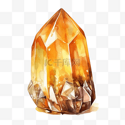 大理石黄图片_水晶黄水晶的水彩插图