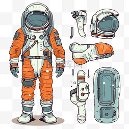 宇航员卡通元素图片_宇航員套裝 向量