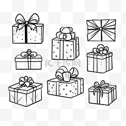 禮物盒线图图片_礼品盒矢量图圣诞元素线画