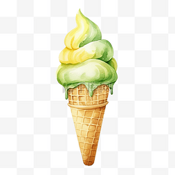 粉色和黄色图片_绿色和黄色的水彩冰淇淋