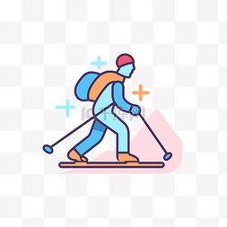 滑雪者icon图片_滑雪图标，一个人背着背包滑雪 