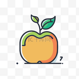 线性苹果图片_带有彩色 l 图标的橙色苹果 向量