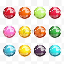 底部白色图片_彩色糖果按钮设置隔离多个角度 3D