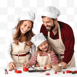 和父母做早餐图片_幸福的家庭穿着圣诞睡衣和小女儿