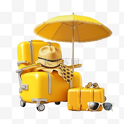半岛酒店图片_夏季旅行与黄色手提箱沙滩椅太阳