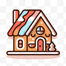 姜饼屋图标矢量图和彩色房子
