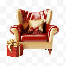 舒适的红色和金色扶手椅，配有圣