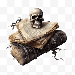 哥特式咒语书，配有头骨和女巫节