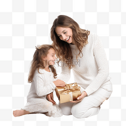 美丽美丽的女人图片_美丽的母亲和她的女儿在圣诞树附