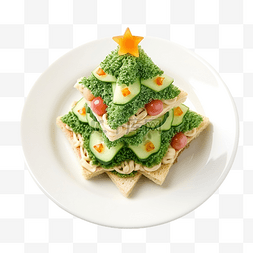 三明治奶酪图片_盘子上的圣诞三明治制成的圣诞树