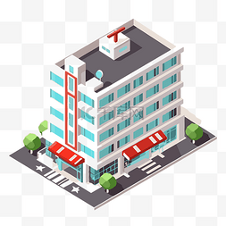 卡通商业大楼图片_商业卡通的医院建筑剪贴画等距立