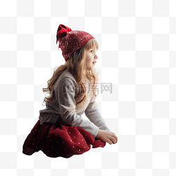 室内装修课件图片_圣诞节早晨坐在窗台上的小女孩