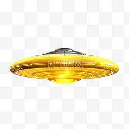 ufo 插图通过下方发出黄光而漂浮