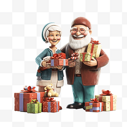 帮助卡通老人图片_夫妇为贫困儿童捐赠圣诞玩具和礼