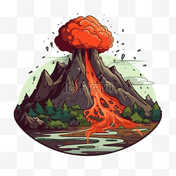 噴火山图片_火山噴發 向量