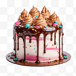 生日纸杯蛋糕图片_用融化的咖啡装饰的彩色生日蛋糕