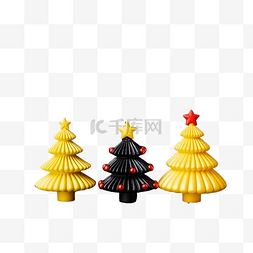 圣诞节红色圣诞树图片_黑木桌上的黄色和红色圣诞树玩具