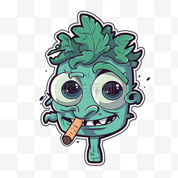 抽烟字体图片_一个绿色僵尸抽烟的可爱插图 向