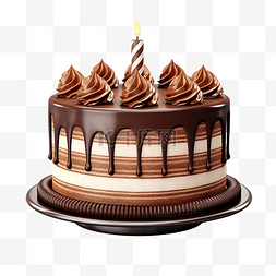 巧克力生日蛋糕 3d 插图