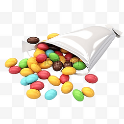 彩色巧克力豆从 3D 插图中的零食