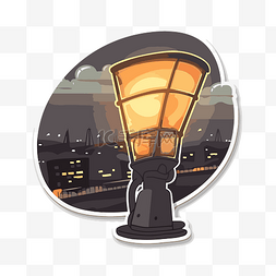 街杆上一盏灯的卡通插图剪贴画 