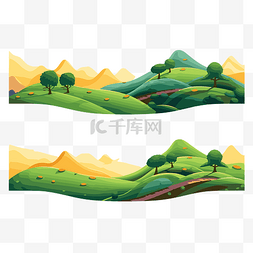 连绵起伏的丘陵剪贴画两个不同的