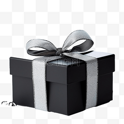 山水建银高图片_由带银丝带的黑色礼品盒制成的圣