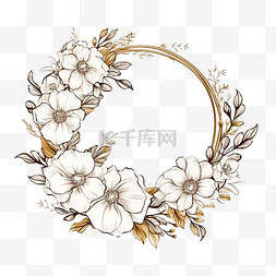 松线艺术牡丹花花束花环，带金框