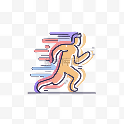 彩色跑步图片_浅色背景上的跑步者图标 向量