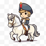 拿破仑剪贴画卡通形象的赤壁士兵骑着白马 向量