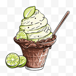 棒冰批发图片_手绘巧克力和酸橙冰淇淋插画