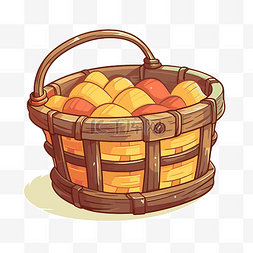 篮子剪贴画 木篮子装满黄色西红