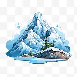 山景画图片_可爱的雪山