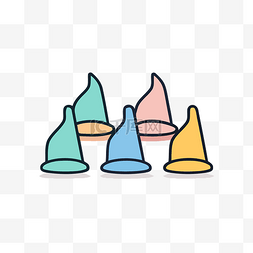 一组呈线状的彩色帽子 向量