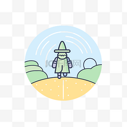 绿野仙踪背景图片_戴着帽子的巫师在树林间行走 向