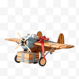 木制小飞机图片_圣诞作文，配有一架木制老式飞机