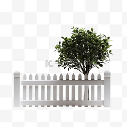草地白色栅栏图片_植物围栏