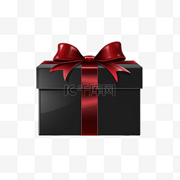 有惊喜礼品图片_有红丝带和蝴蝶结的黑色礼品盒