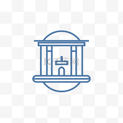 icon图标库图片_金融机构图标轮廓与石库和门图像