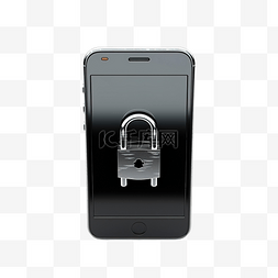 led开合门图片_3d 渲染智能手机与解锁的挂锁