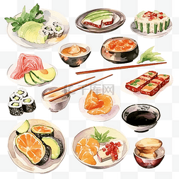 水彩日本料理剪贴画