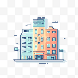 建造城市图片_城市公寓楼的平线插图 向量