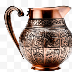 中复古背景图片_带有艺术雕琢和雕刻的古董铜壶的